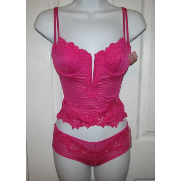 Rene Rofe Sophie B Hot Pink Booty Shorts Corset Set - NEW - Picture 1 of 9